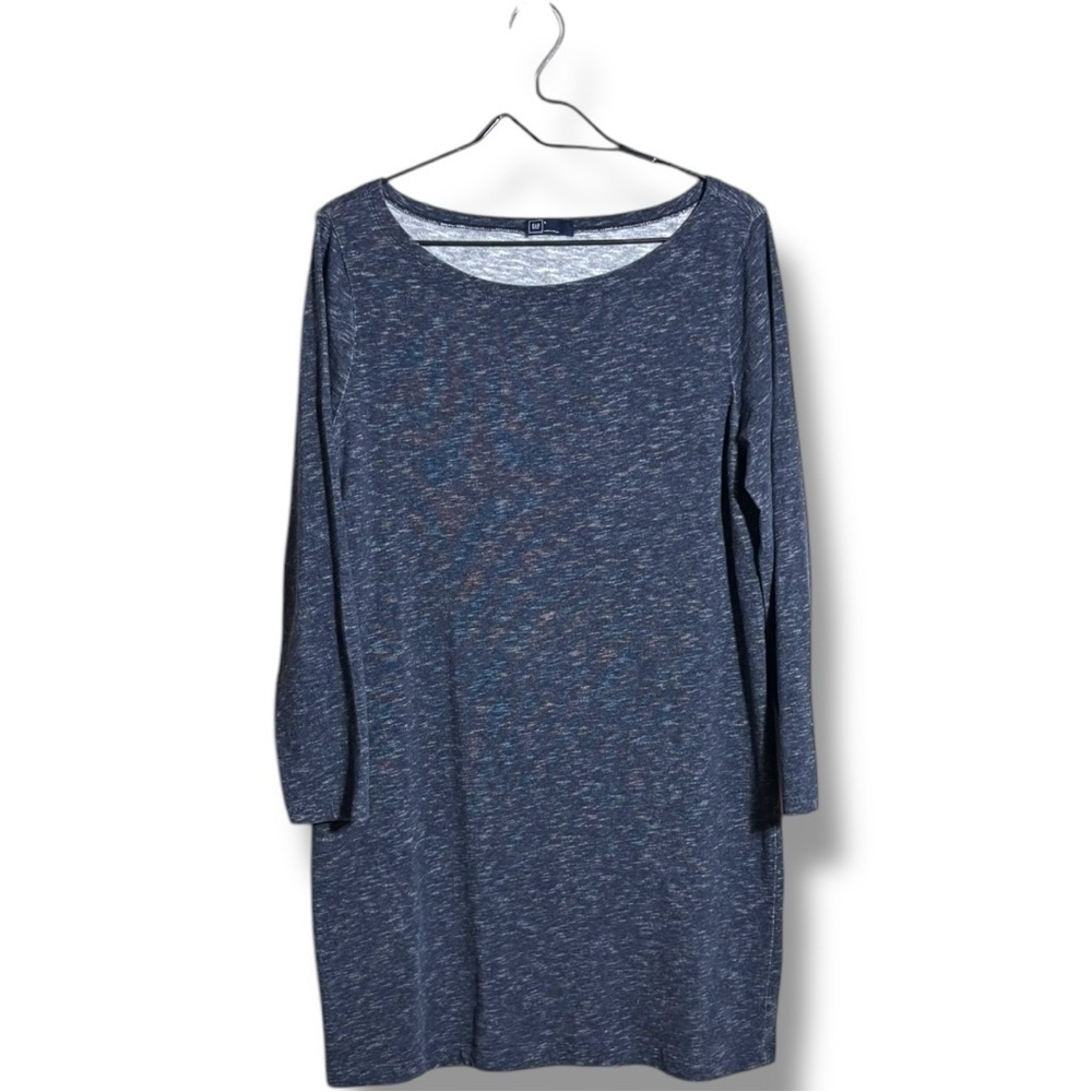 GAP Blue-Gray Sheath Knit Casual Mini Dress Straight Boat Neckline 3/4 Sleeves - Picture 10 of 15